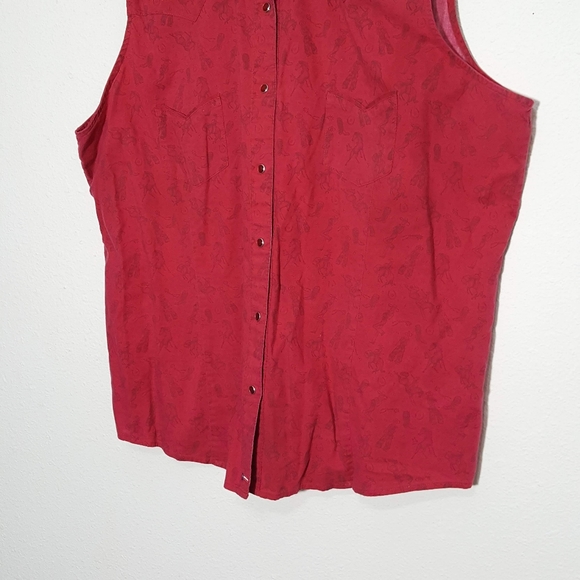 Wrangler Blues | western snap button sleeveless shirt XXL plus size VTG flaw - Picture 5 of 16